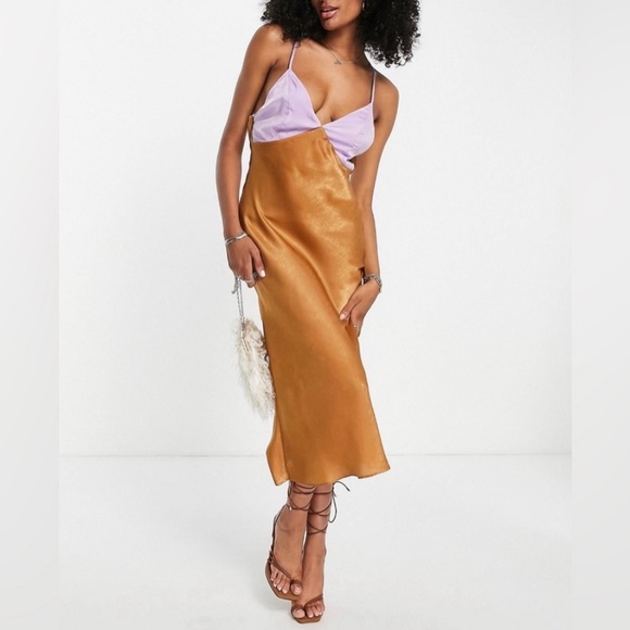 ASOS Maxi Gold and Lilac Color Dress - Picture 3 of 13